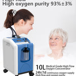 10L Compact Medical Grade Continuous Flow Oxygen Concentrator