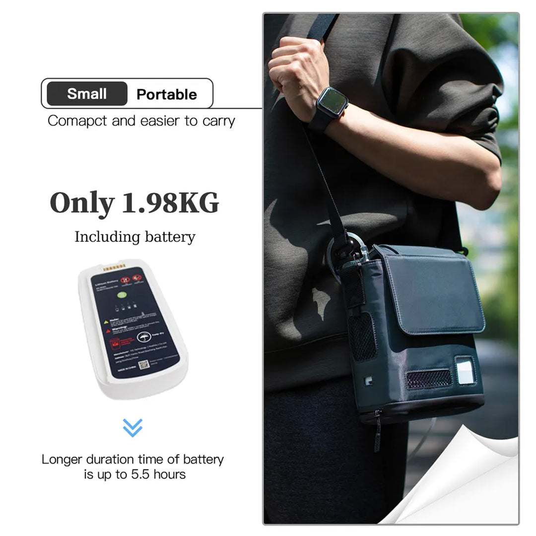 1-5L/m High Purity Portable Pulse Oxygen Concentrator w/ FREE Carry Bag