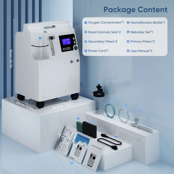 FDA Approved 5L Medical Grade Compact Continuous Flow Home Oxygen Concentrator with Nebulizer