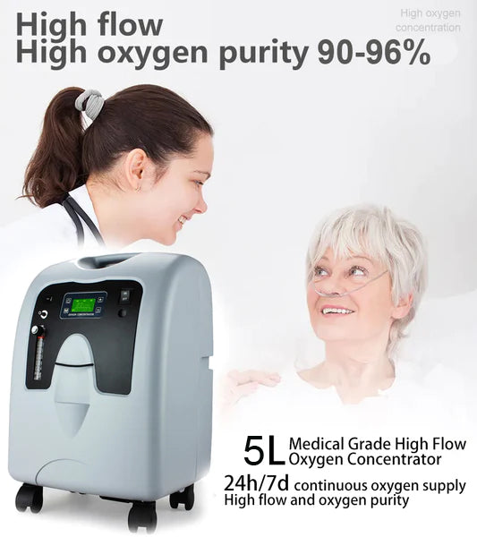 5L Medical Grade Compact Continuous Flow Oxygen Concentrator