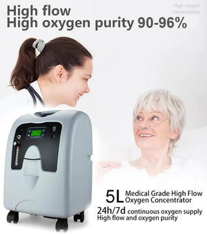 5L Medical Grade Compact Continuous Flow Oxygen Concentrator