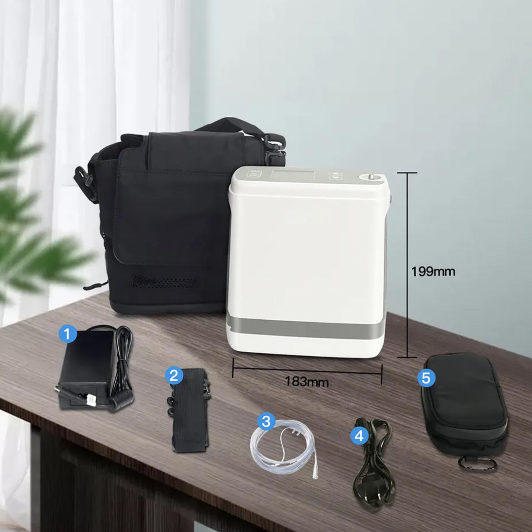 1-5L/m High Purity Portable Pulse Oxygen Concentrator w/ FREE Carry Bag