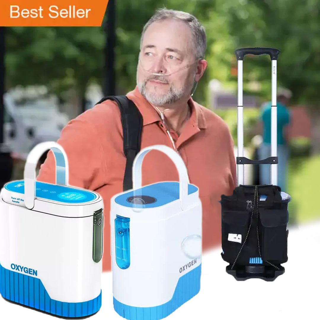 RevitalizeO2 1-5L Continuous Flow Portable Oxygen Concentrator with Battery, Free Carry Bag and Portable Trolley