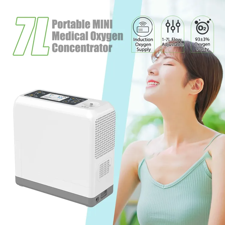 8 Hours Battery 1-7L Lightweight Pulse Flow Portable Oxygen Concentrator with Free Carry Bag