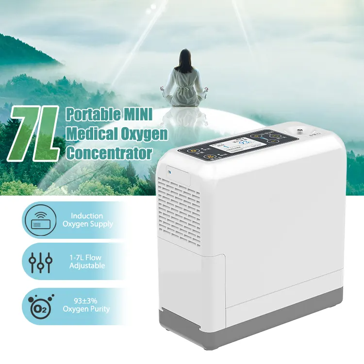 8 Hours Battery 1-7L Lightweight Pulse Flow Portable Oxygen Concentrator with Free Carry Bag