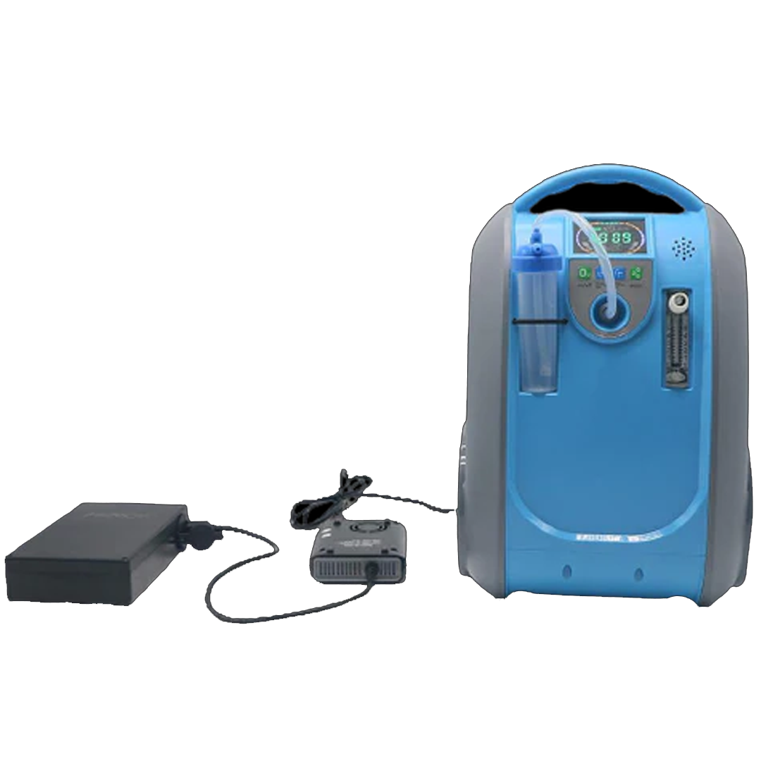 1-5L Continuous  Flow Portable Oxygen Concentrator with Battery, Free Carry Bag and Portable Trolley