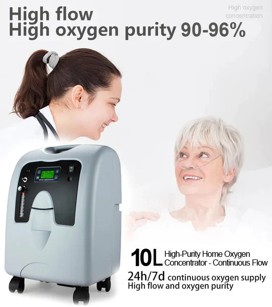 10L High-Purity Home Oxygen Concentrator – Continuous Flow