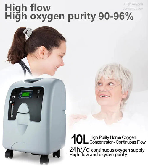 10L High-Purity Home Oxygen Concentrator – Continuous Flow