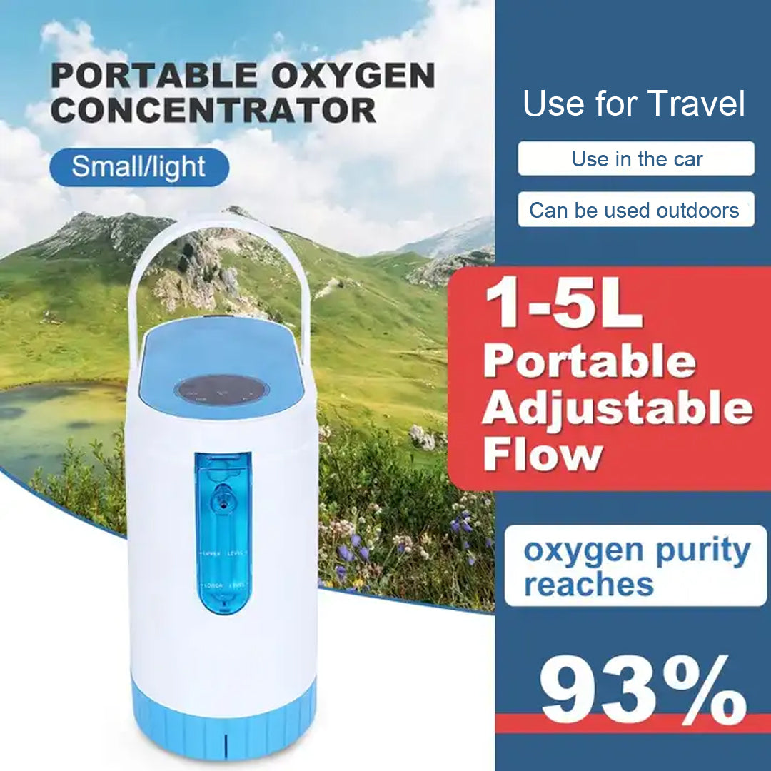 RevitalizeO2 1-5L Continuous Flow Portable Oxygen Concentrator with Battery, Free Carry Bag and Portable Trolley