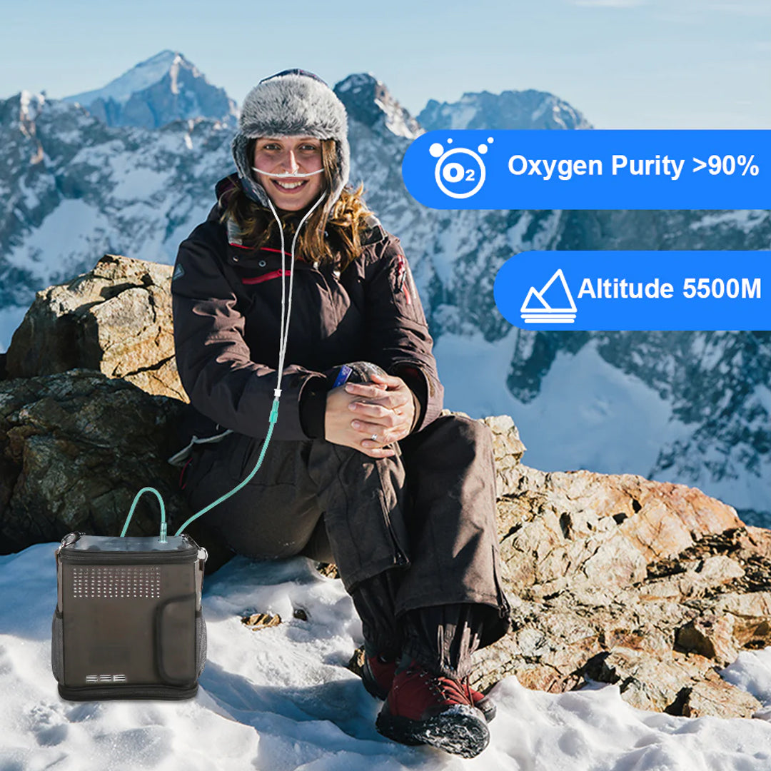 1L- 6L Portable Continuous Flow Lightweight Mini Oxygen Concentrator With 4 Hours Battery and Free Carry Bag