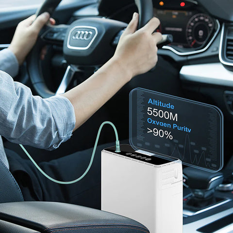 1L- 6L Portable Continuous Flow Lightweight Mini Oxygen Concentrator With 4 Hours Battery & Free Carry Bag