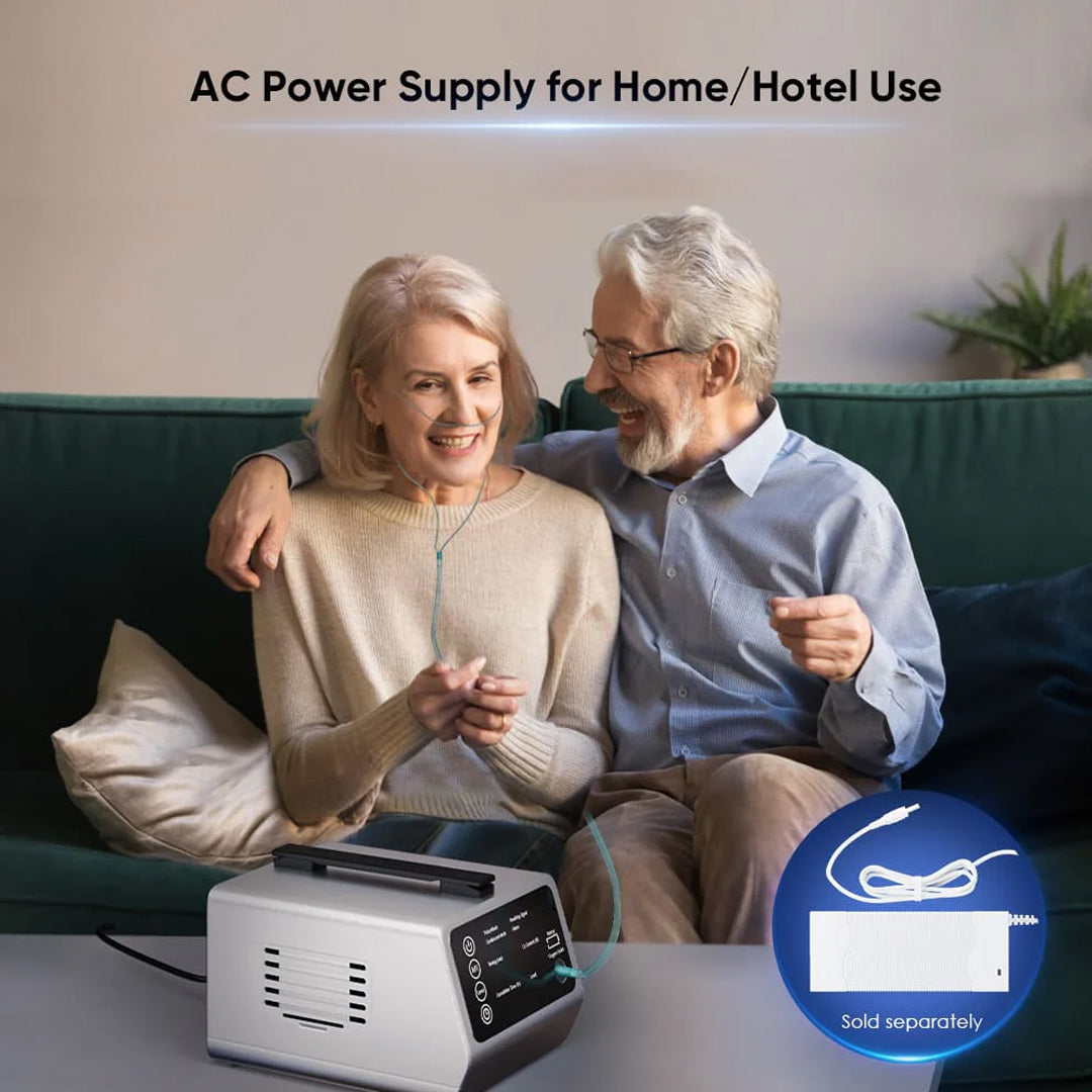 In-Car Portable Oxygen Concentrator for High Altitudes and Travel + Free Battery & Adapter