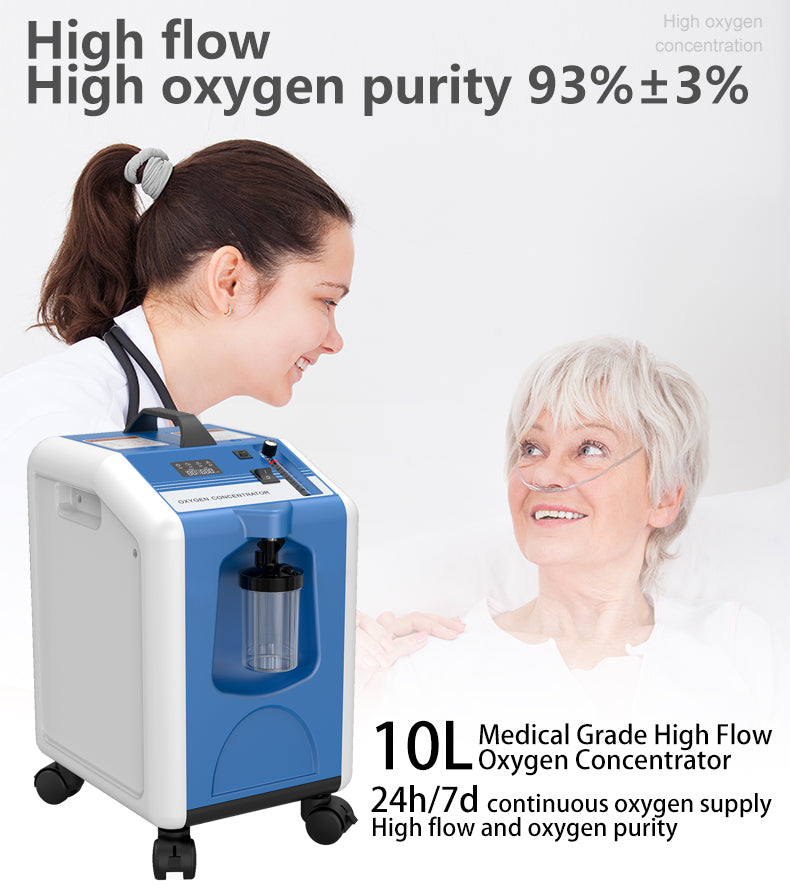 10L Compact Medical Grade Continous Flow Oxygen Concentrator