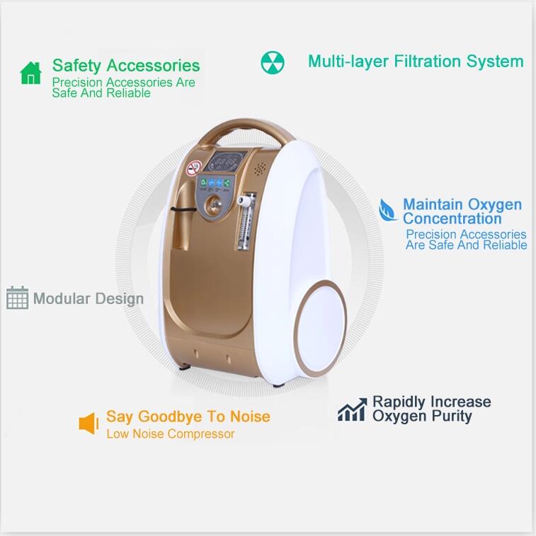 1-5L Compact and Portable Oxygen Concentrator with Battery and Carrier