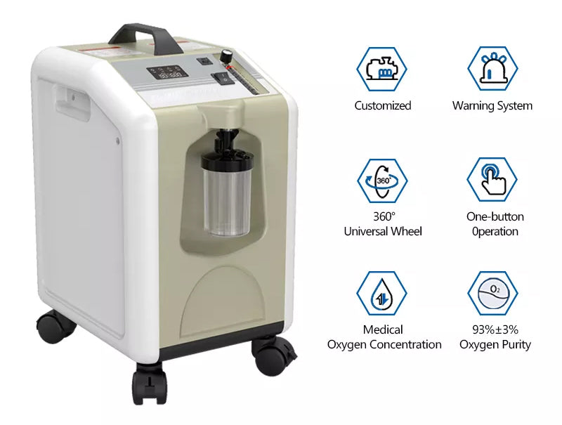 10L Compact Medical Grade Continuous Flow Oxygen Concentrator