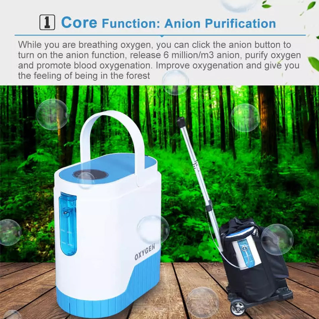 RevitalizeO2 1-5L Continuous Flow Portable Oxygen Concentrator with Battery, Free Carry Bag and Portable Trolley