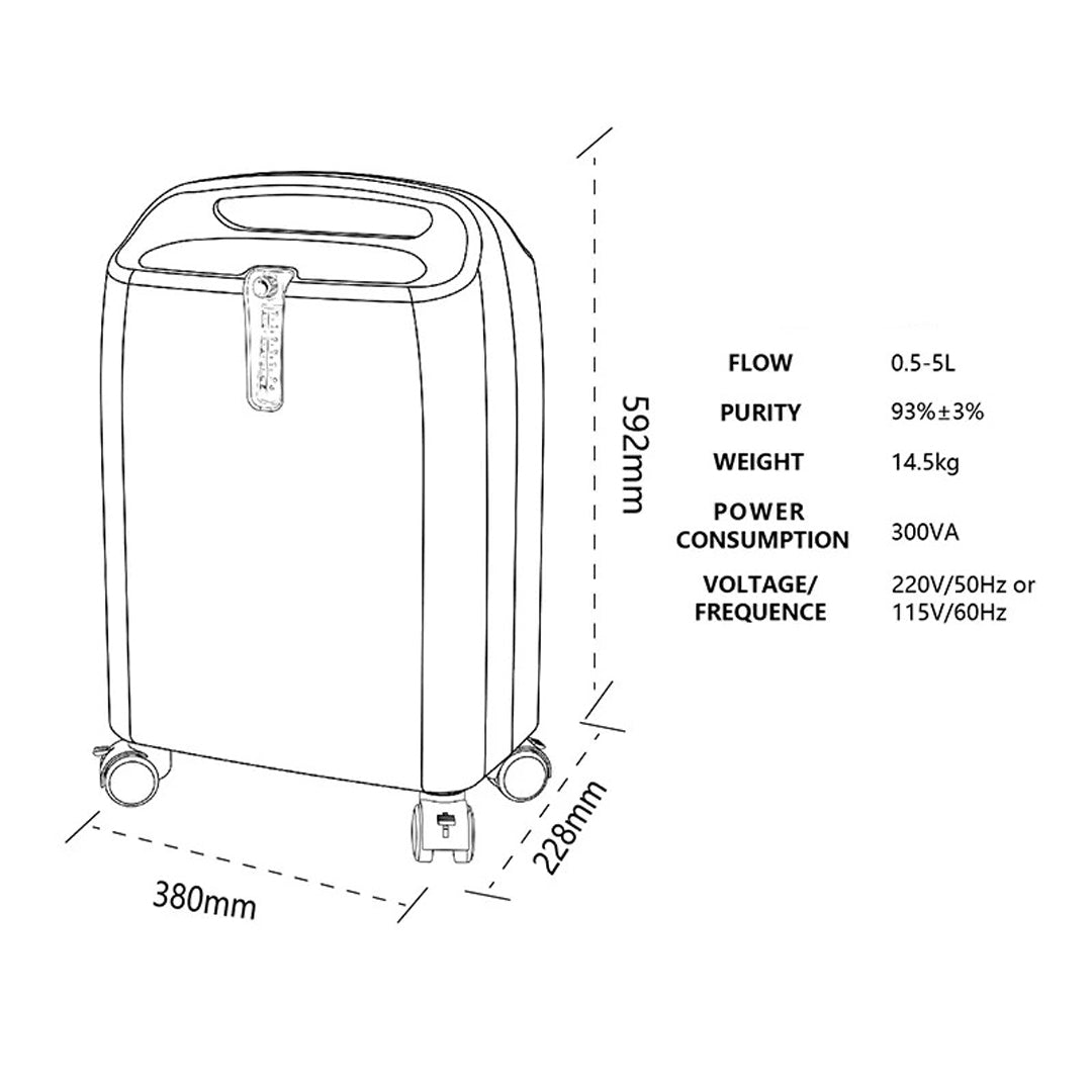 5L Compact Medical Grade Continuous Flow Oxygen Concentrator