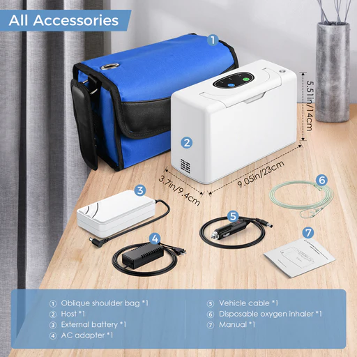 Smart Oxygen Companion for Aging Mothers – Lightweight, Continuous Flow & Portable with Free Carry Bag (3L/min)