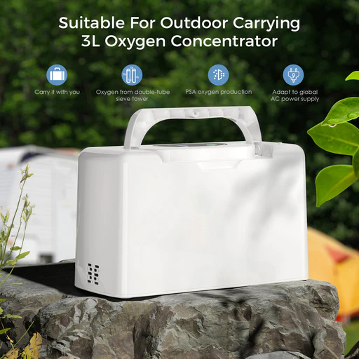 Smart Oxygen Companion for Aging Mothers – Lightweight, Continuous Flow & Portable with Free Carry Bag (3L/min)